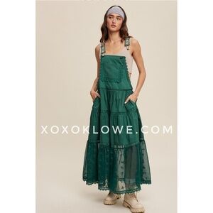 Trails End Forest Green Lace + Embroidered Tiered Skirtall